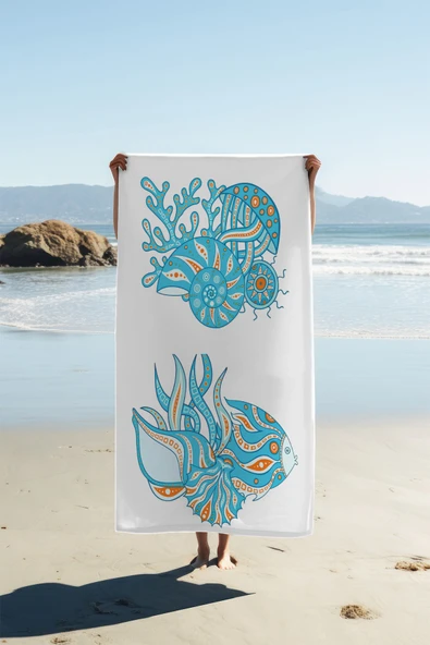 Dijital Baskı Plaj Deniz Havlusu 80 X 160 cm Peştamal HVL0285 RENKLİ 80 X 160 ürün görseli 1