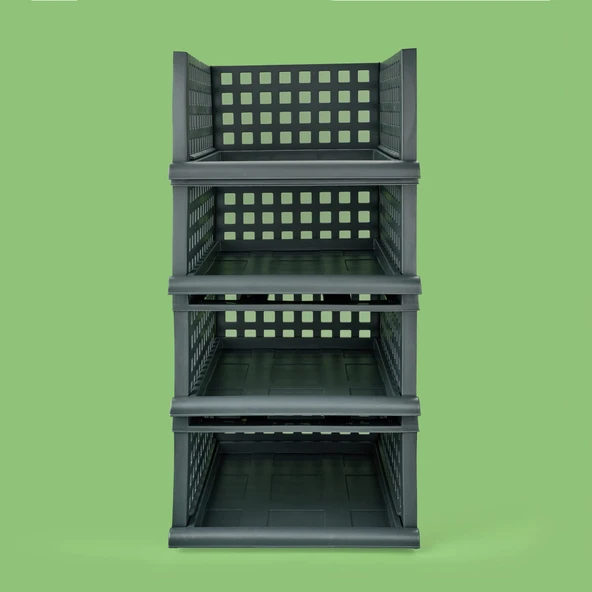 Maxi 4'lü Set Akıllı Raf - Antrasit - 34x45x18 cm - Resim 2