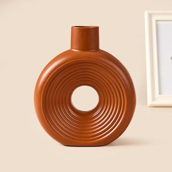 Deco Yuvarlak İskandinav Dekor - Kiremit - 18 cm - Resim 2