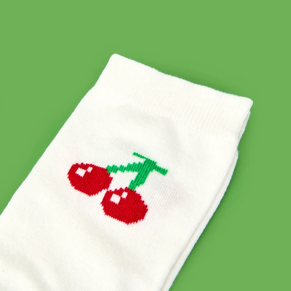 Soft Cherry Çorap - Ekru - Resim 3
