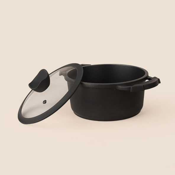 Palladium Derin Tencere - Siyah - 22 cm - Resim 2