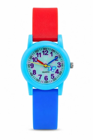 Kelebek Desenli Açık Mavi Kız Erkek Çocuk Kol Saati Analog Saat ST-304414 ürün görseli 1