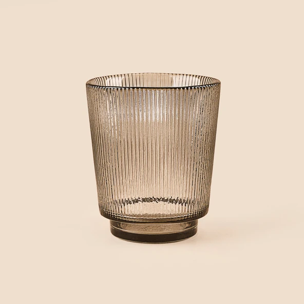 Deco Çizgili Bardak Mumluk - Füme - 11 cm ürün görseli 1