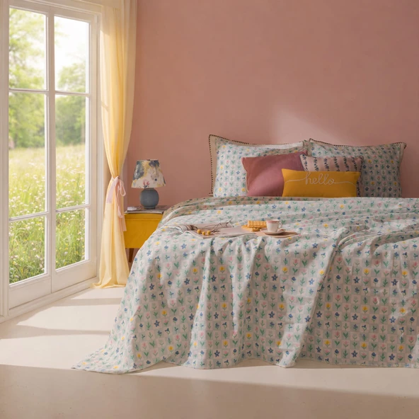 Soft Minora Çift Kişilik Pike Takımı - Renkli ürün görseli 1