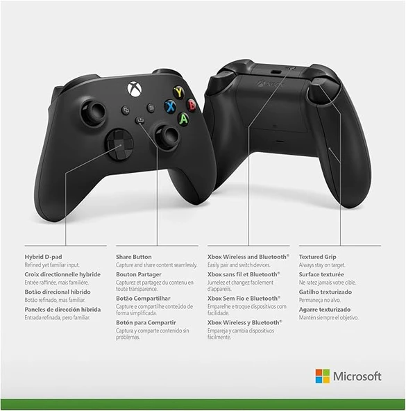 Microsoft Xbox Wireless Controller  Karbon Siyah, 9. Nesil - Resim 2