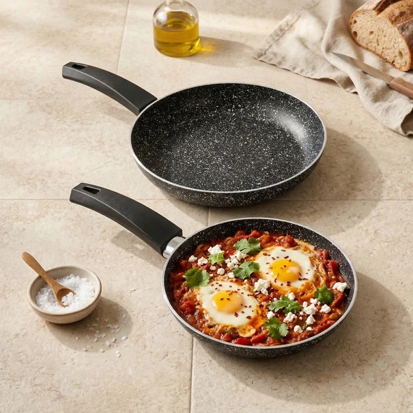 Kitchen Black Force İkili Tava Seti - Siyah - 20 cm + 26 cm ürün görseli 1