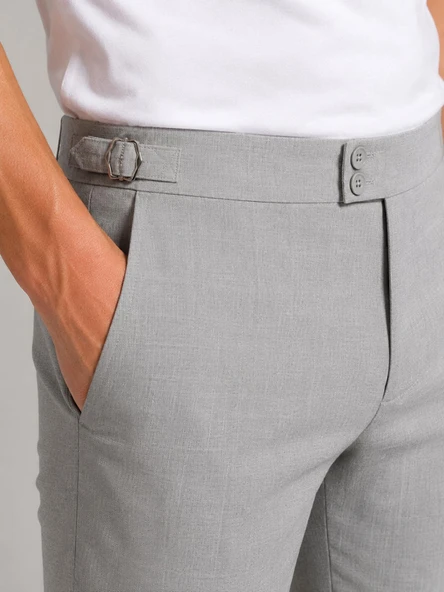Erkek Esnek Tokalı Likralı Bilek Boy Kumaş Pantolon 7694 ürün görseli 1