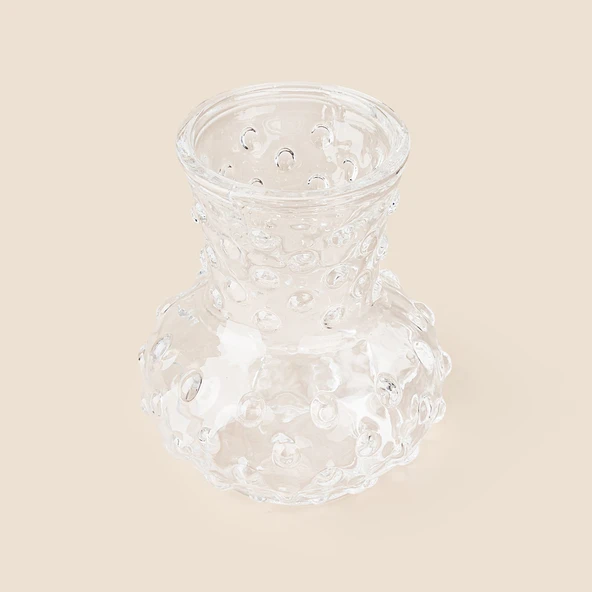 Deco Nokta Kabarcıklı Mini Vazo - Şeffaf - Resim 2