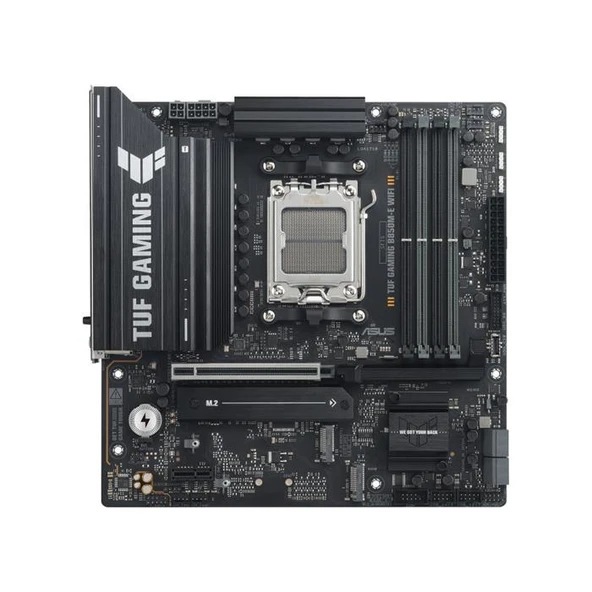 ASUS MB TUF GAMING B850M-E WIFI AMD B850 AM5 DDR5 8000 2XDP HDMI 3X M2 USB3.2 WİFİ 6E + BT AURA RGB 2.5GBİT LAN MATX 256GB’A KADAR RAM DESTEĞİ, 8+2+1 ürün görseli 1