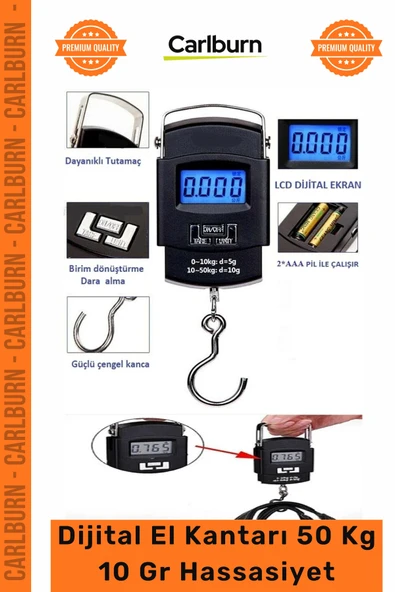 #Tartı Hassas Ölçüm Işıklı Daralı Lcd Ekran Elektronik Dijital El Kantarı 50 Kg Terazi Tartı 10 Gr Hassasiyet ürün görseli 1