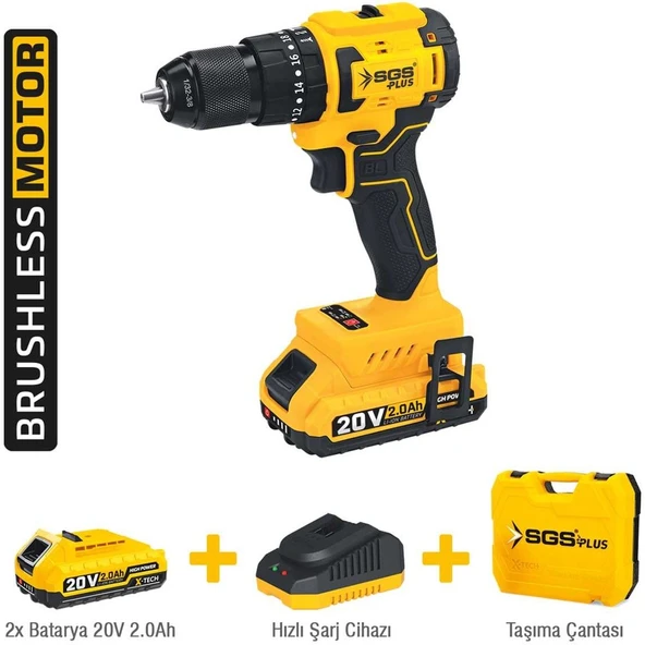 Sgs 5532 Darbeli Matkap Seti Kömürsüz Motor 20 Volt 2.0 Ah ürün görseli 1