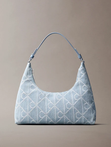 Calvin Klein Amblemli Tamamı Baskılı Denim Kadın Mavi Omuz Çantası LV04F3431G-YBZ ürün görseli 1