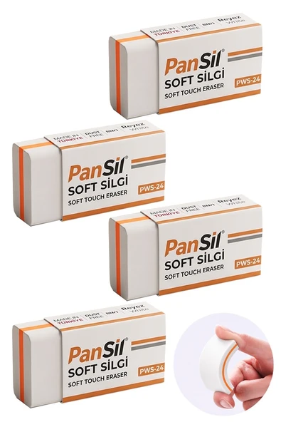 Beyaz Silgi Orta Boy Soft Silgi 4 Adet Pansil Yumuşak Silgi Ufalanmayan Okul Büro Yerli Üretim Ekstra Yumuşak ürün görseli 1