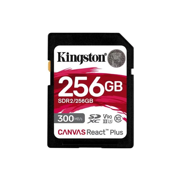 Kingston SDR2-256GB Canvas React Plus SDXC UHS-II 300R-260W U3 V90 for Full HD-4K-8K Hafıza Kartı ürün görseli 1