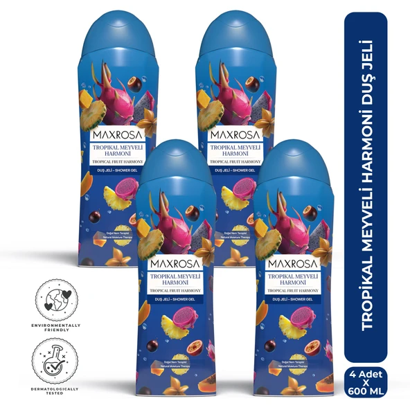 Maxrosa Tropikal Meyveler Duş Jeli 600 ml x 4 Adet ürün görseli 1