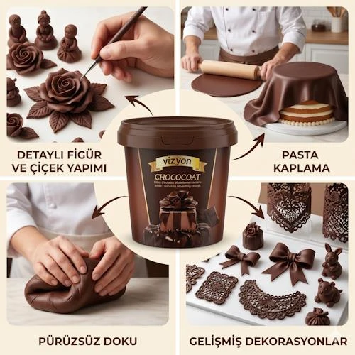 VİZYON CHOCOCOAT ÇİKOLATALI MODEL HAMURU 1 KG - Resim 2
