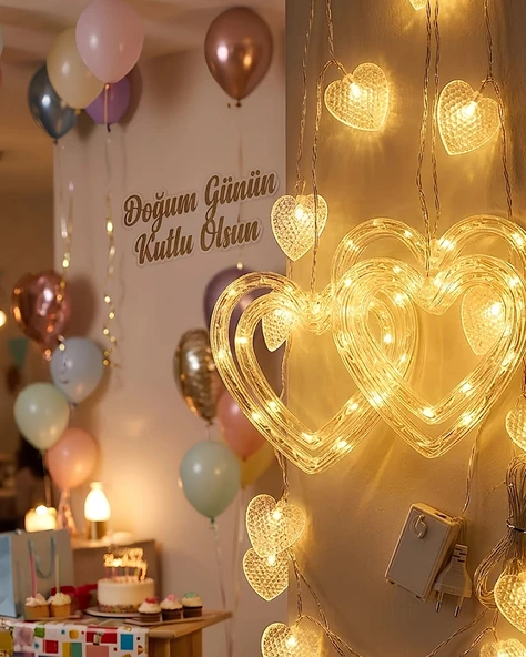 Romantik Kalp LED Işık Neon Görünümlü Dekoratif Oda Lambası ürün görseli 1