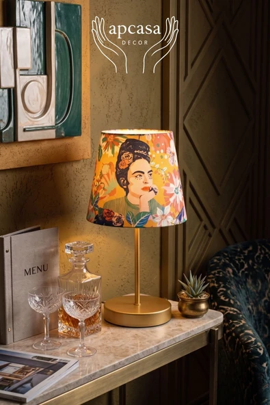 Frida Kahlo Desenli Mini Abajur Masa Lambası - Resim 5
