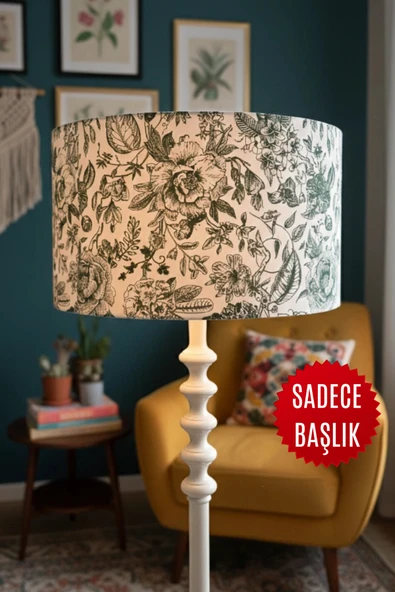 Vintage Çiçekli Toile de Jouy Lambader Başlığı ürün görseli 1
