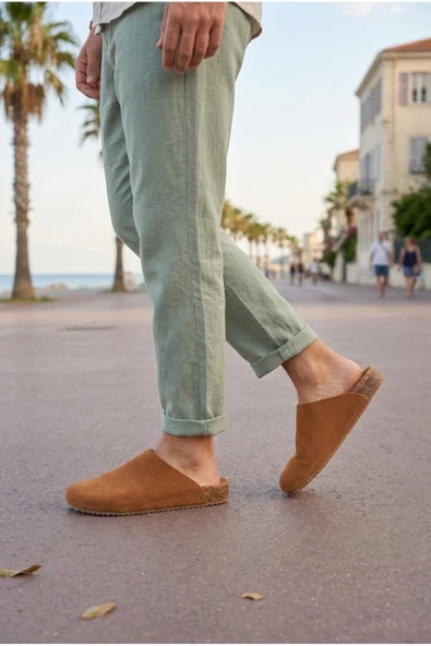 DMR Elegance JY0556 Ravn Bağcıksız Hakiki Süet Deri Erkek Günlük Mantar Taban Loafer Klasik Ayakkabı HDMT - Taba ürün görseli 1