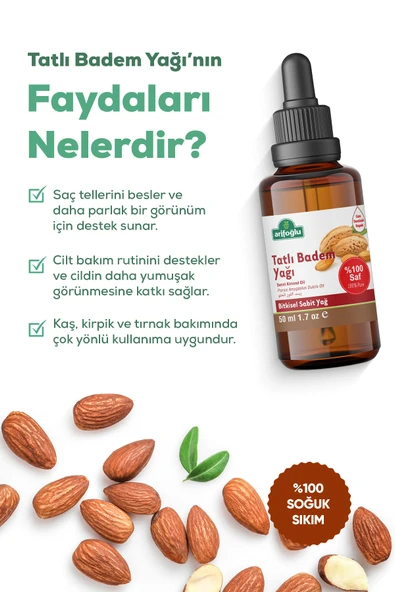 Badem Yağı Tatlı 50ml %100 Saf Tatlı Badem Yağı - Resim 2