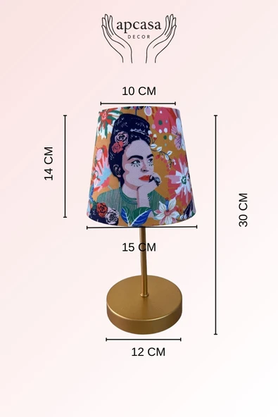 Frida Kahlo Desenli Mini Abajur Masa Lambası - Resim 2