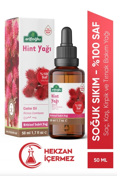 Hint Yağı Soğuk Sıkım 50ml %100 Saf ve Doğal Castor Oil Ricinus communis L. ürün görseli 1