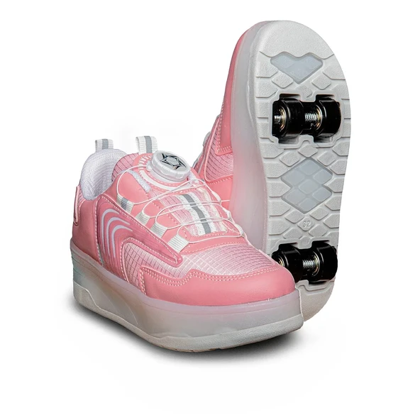Twingers 001 Anorak Pembe Beyaz Işıklı ve Patenli Çocuk Spor Ayakkabı ürün görseli 1
