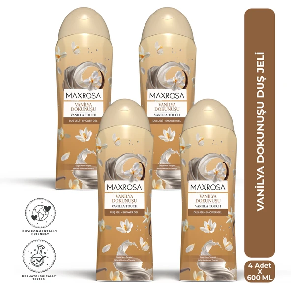 Maxrosa Vanilya Duş Jeli 600 ml x 4 Adet ürün görseli 1