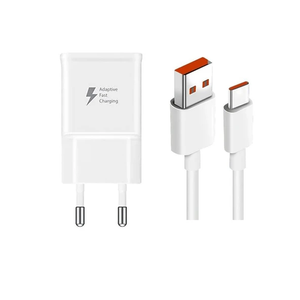 Samsung TA20 Adaptec Fast Charge Hızlı Seyahat Şarj Başlığı Beyaz UsbA to Type-C Kablo Hediyeli (İthalatçı Garantili) ürün görseli 1