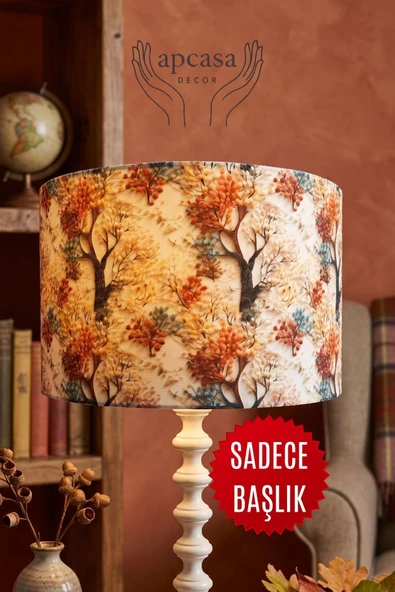 El Yapımı Özel Tasarım Sonbahar Ormanı Desenli Lambader Başlığı -Şapka (40x25 cm) ürün görseli 1