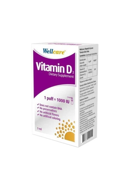 Wellcare Vitamin D3 1000 IU 5 ml ürün görseli 1