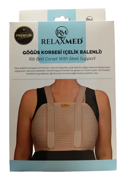 Göğüs Korsesi Çelik Balenli - Kaburga Kırığı Destekleyici - Sternum Koruyucu Göğüs Kafesi Korsesi ürün görseli 1