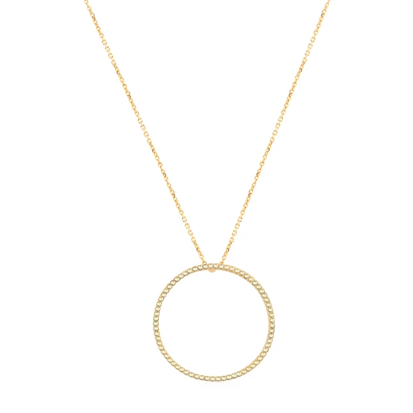 EMILIANO JEWELLERY Altın Kaplama 25 mm Sarı Taşlı Yuvarlak Gümüş Kolye ürün görseli 1