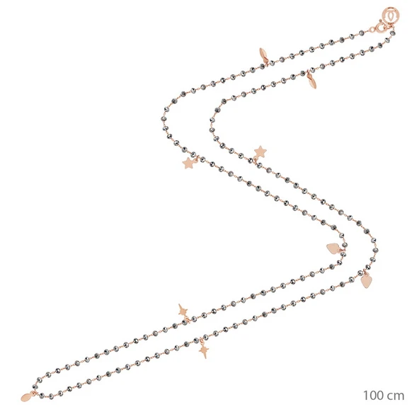 Hematit Boncuklu Rose Altın Kaplama Rosary Gümüş Kolye ürün görseli 1