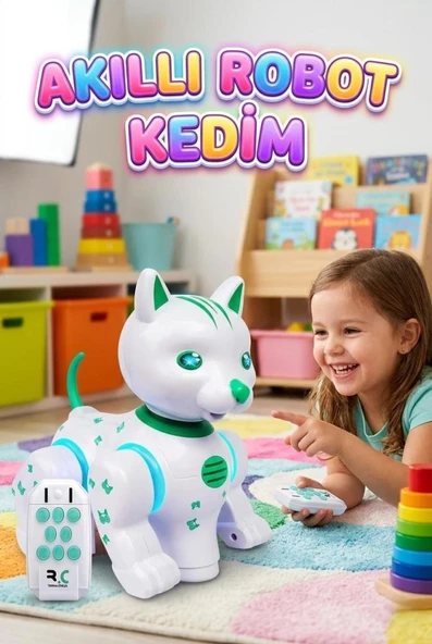 Akıllı Müzikli Robot kedi Uzaktan Kumandalı, Dans Eden, Hikaye Anlatan Eğitici Oyuncak - LED Işıklı ürün görseli 1