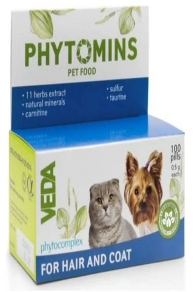 Vedavet Phytomins For Hair And Coat Kedi ve Köpeklerde Tüy Dökülmesine Karşı Takviye ürün görseli 1