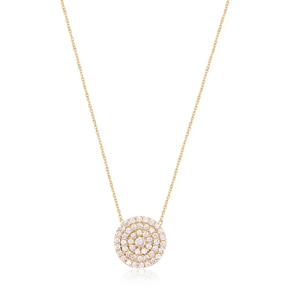 EMILIANO JEWELLERY 925 AYAR GÜMÜŞ ZİRKON TAŞLI YUVARLAK KOLYE ürün görseli 1