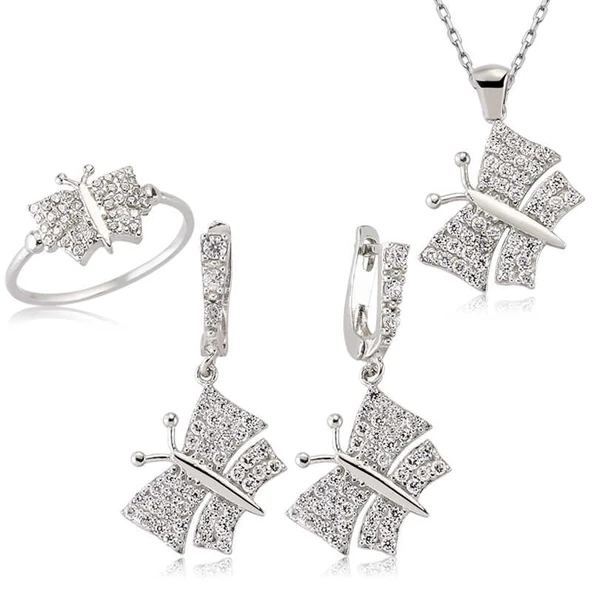 DMR Elegance Gümüş Kelebek Bayan Set ürün görseli 1