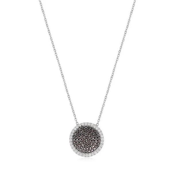 EMILIANO JEWELLERY Zirkon Taşlı Pırlanta Montür Gümüş Rengi Kaplama Yuvarlak Kolye ürün görseli 1