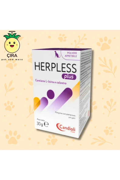 candioli Herpless Plus Toz 30 g – L-Lizin ve Kolostrum İçeren Kedi Takviye Yemi -SKT 07/2028- ürün görseli 1