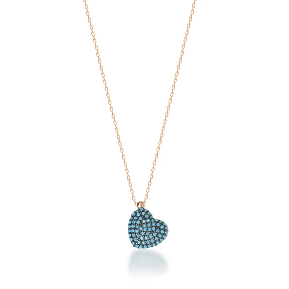 EMILIANO JEWELLERY SİLVER 925 AYAR ZİRKON TAŞLI KALP KOLYE ürün görseli 1