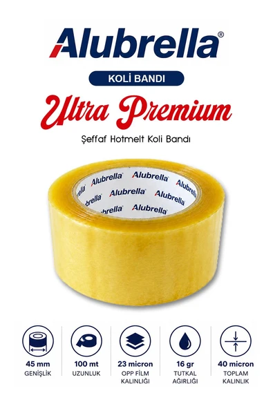 Ultra Premium Koli Bandı, 45 mm x 100 mt, şeffaf hotmelt 40 micron ürün görseli 1