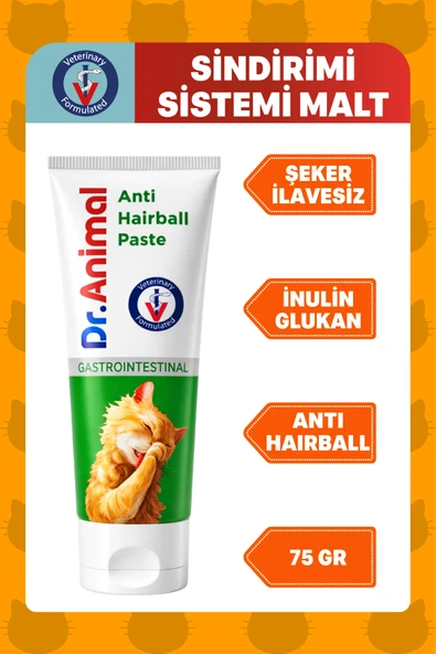 Dr. Animal Malt | Sindirim Sistemi Destek | Kedi Malt Macunu | Anti Hairball Paste | Kedi Vitamini | 75 Gr ürün görseli 1