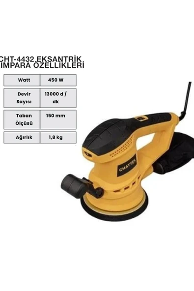 CHATTEL EKSANTRİK ZIMPARA 450W CHT 4432 - Resim 2