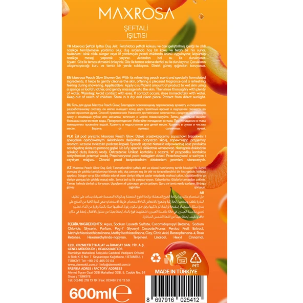 Maxrosa Şeftali Işıltısı Duş Jeli 600 ml x 4 Adet - Resim 6