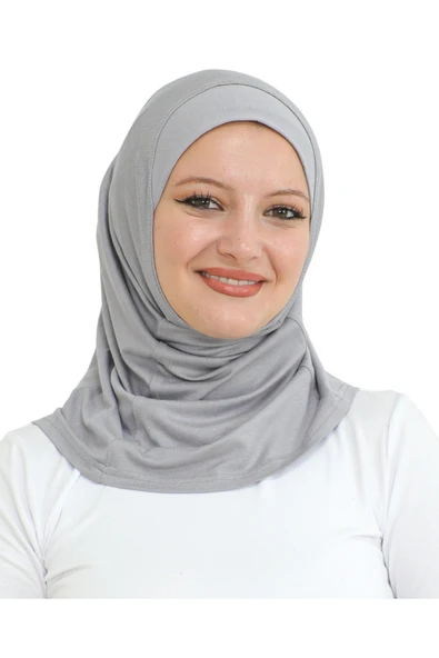 Spor Başörtüsü Kadın Hazır Giyim Türban Viskon Eşarp Şal  Gri ürün görseli 1