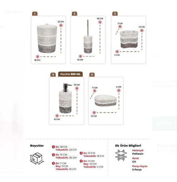 Lalalent 5li Banyo Seti D-S20420 - Resim 3