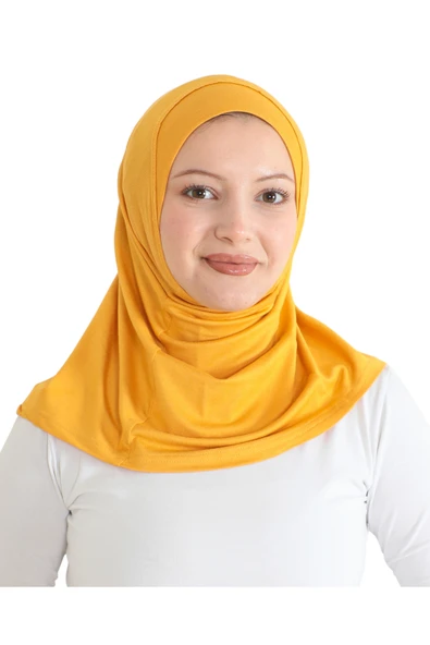 Spor Başörtüsü Kadın Hazır Giyim Türban Viskon Eşarp Şal  Sarı ürün görseli 1
