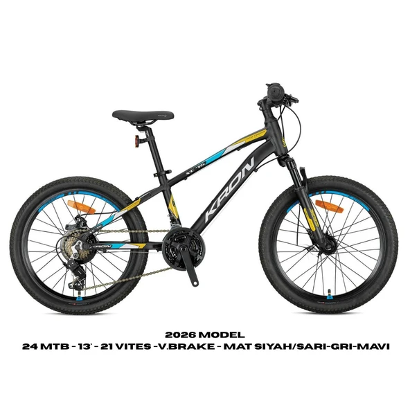 XC 75 - 24 MTB - 13' - 21 Vites -V.Brake - Mat Siyah/Sarı-Gri-Mavi ürün görseli 1